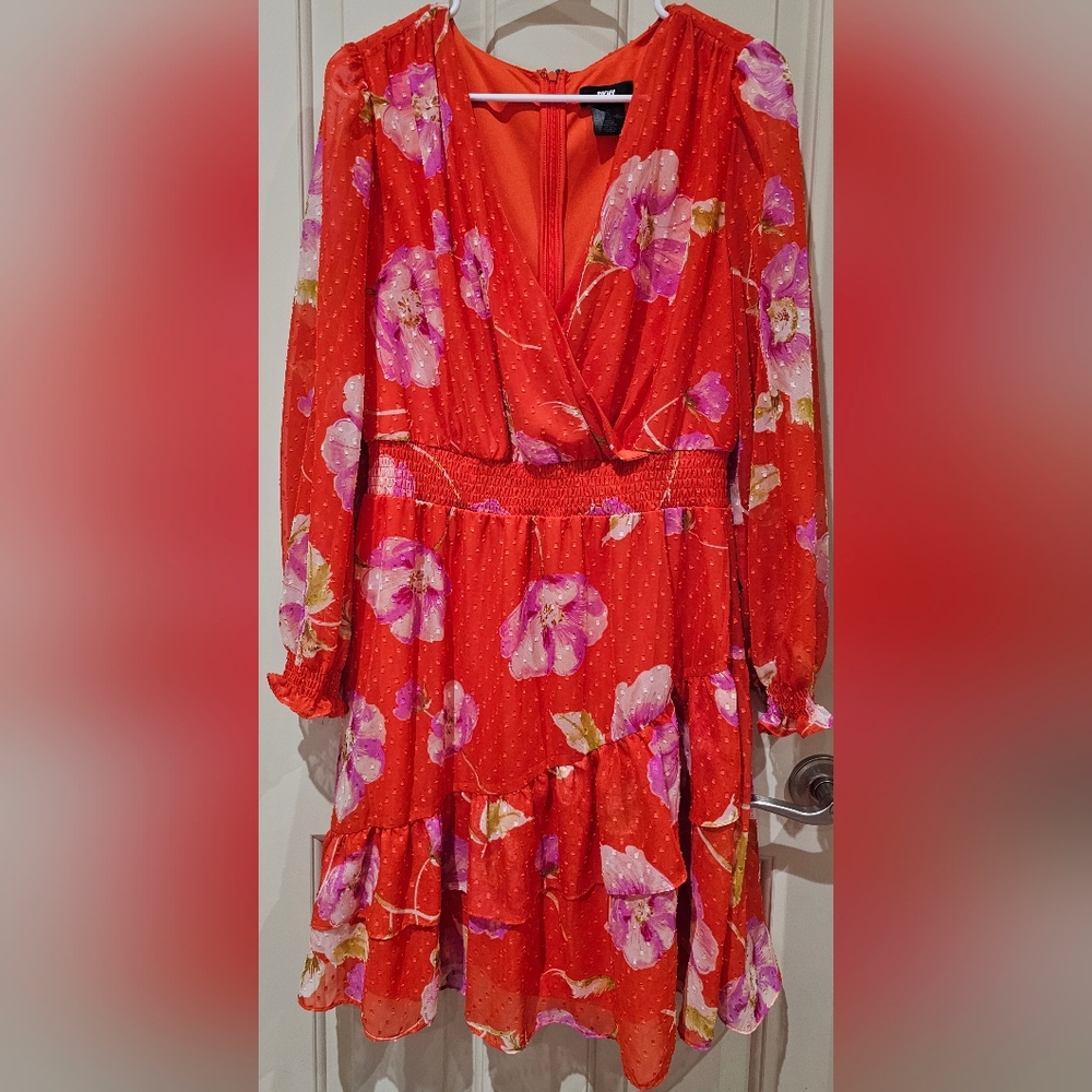 Floral Orange Dress with Purple Accents